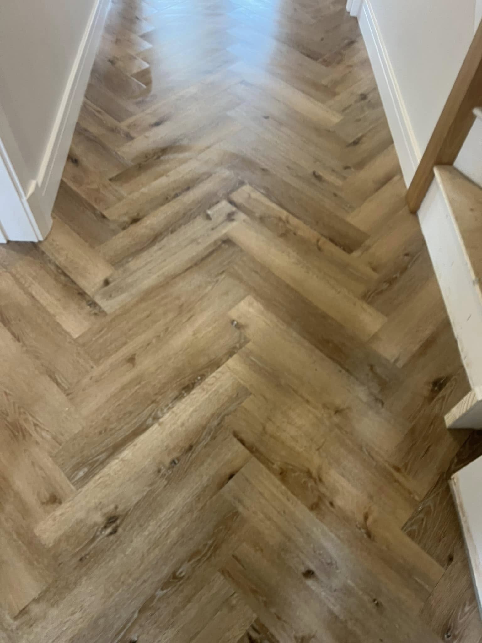 Close view of oak herringbone blocks